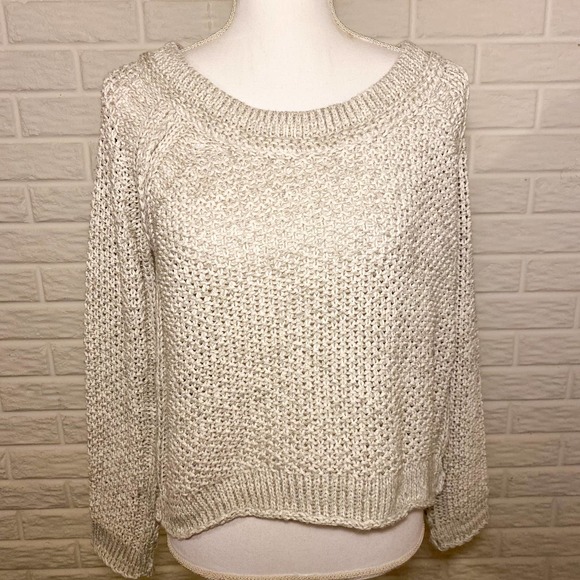 Free People Sweaters - Free People Boho Cropped Oatmeal Open Knit Sweater, Small